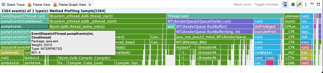 A new flamegraph improves performance by leveraging native Java UI components